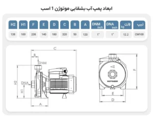 پمپ آب یک اسب بشقابی موتوژن مدل CAM100
